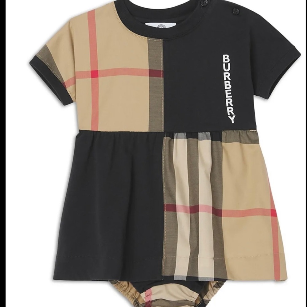 Burberry Baby Girls’ Elena Check Panel Dress 3 Months